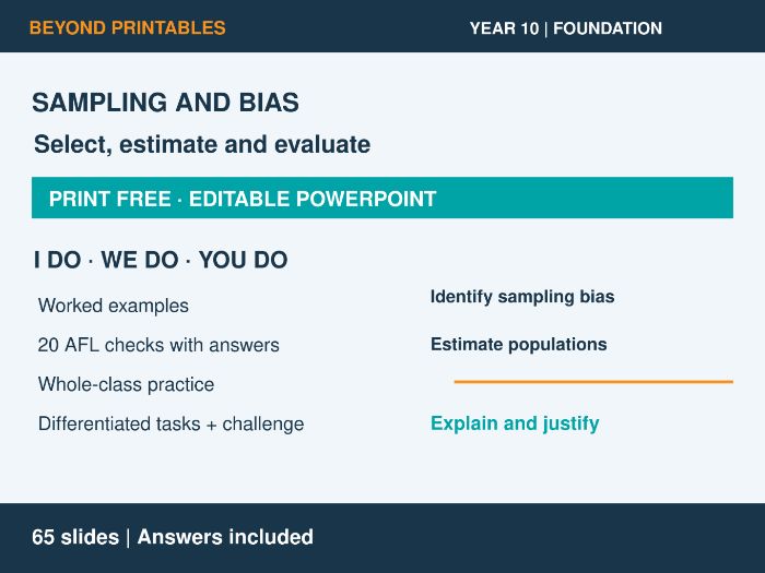 Sampling and Bias | I Do, We Do, You Do | Year 10 Maths Foundation | Print Free