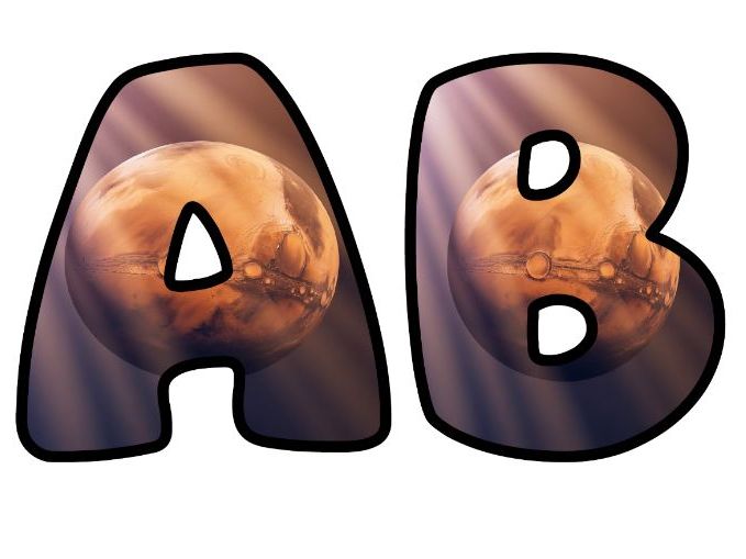 Planet Mars AI 3D Themed Lettering Set | Classroom Display | Upper & Lowercase, 0-9