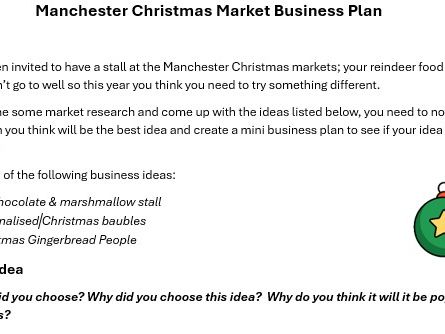GCSE Business Studies - Christmas Business Plan