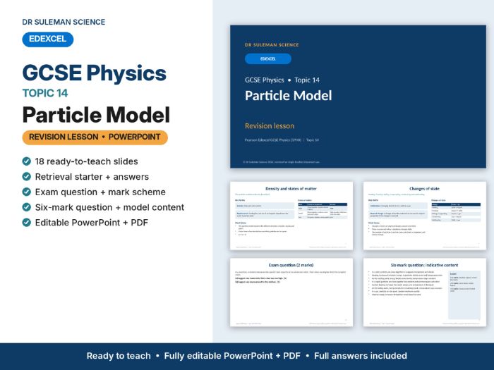 Edexcel GCSE Physics Topic 14 Particle Model Revision Lesson PPT