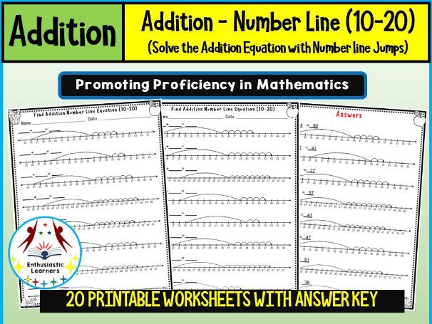 Find the Addition Equation from the Given Number Line Addition Jumps (10–20) Worksheets Math Problem