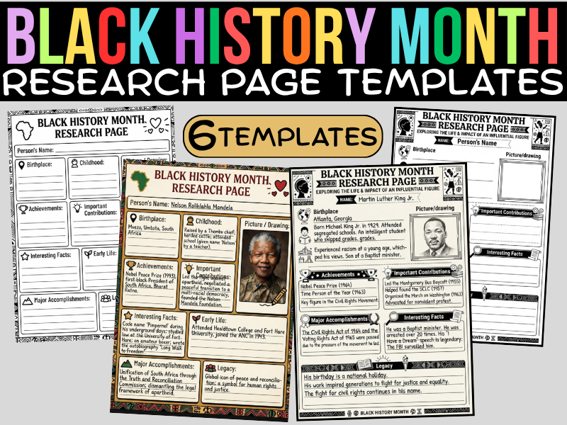 Black History Month Research Pages | Famous Black Figures, Biography & KS2 History Activities