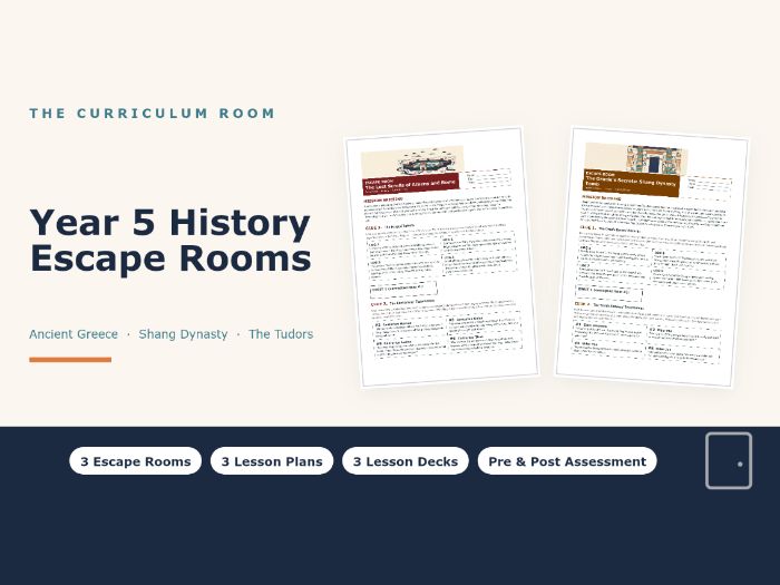 Year 5 History Escape Rooms: Ancient Greece, Shang Dynasty, The Tudors