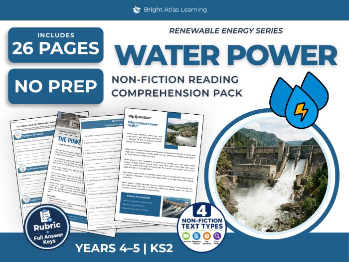 Water Power Reading Comprehension | Years 4-5 KS2 | Renewable Energy