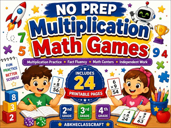 NO PREP Multiplication Math Games - Multiplication Practice - Fact Fluency