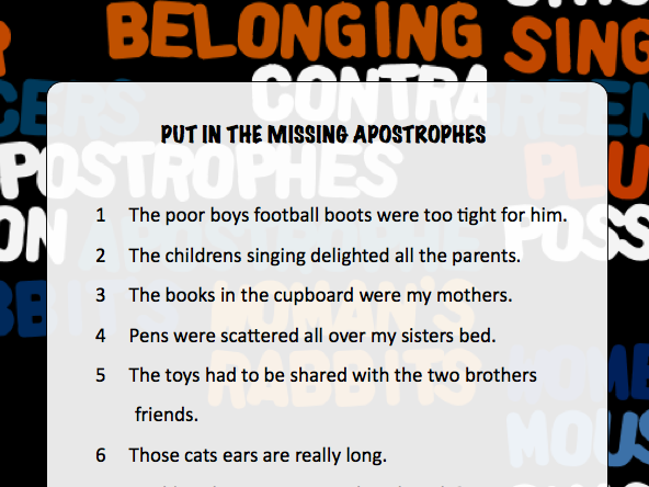 Possessive apostrophes: singular and plural. | Teaching Resources