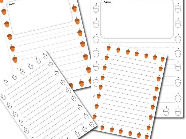 Acorn Writing & Prewriting Paper Set | 8 Pages Seasonal Classroom Printable  Bring the charm of au