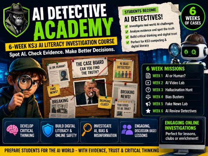 AI Detective Academy: 6-Week KS3 AI Literacy, Fake News and Deepfake Investigation Course