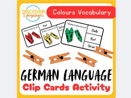 Beginner German Colours Vocabulary Clip Card Activity