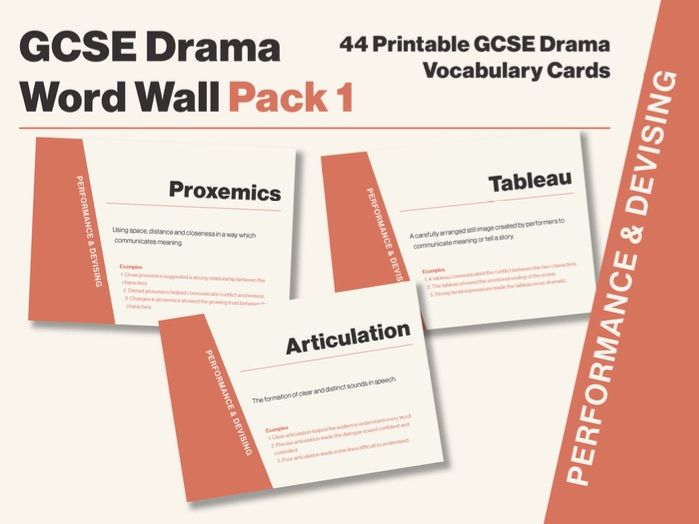GCSE Drama Word Wall Pack 1 | Performance & Devising