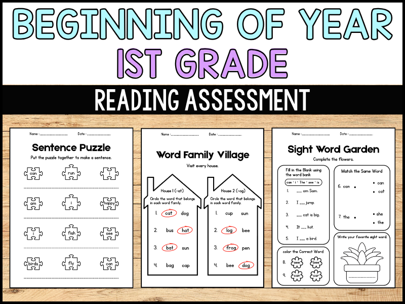 1st Grade beginning of the year Reading assessment | No prep ELA activities 1st Grade beginning of
