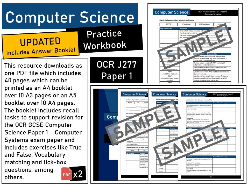 OCR GCSE (J277) Computer Science Practice Workbook - Paper 1