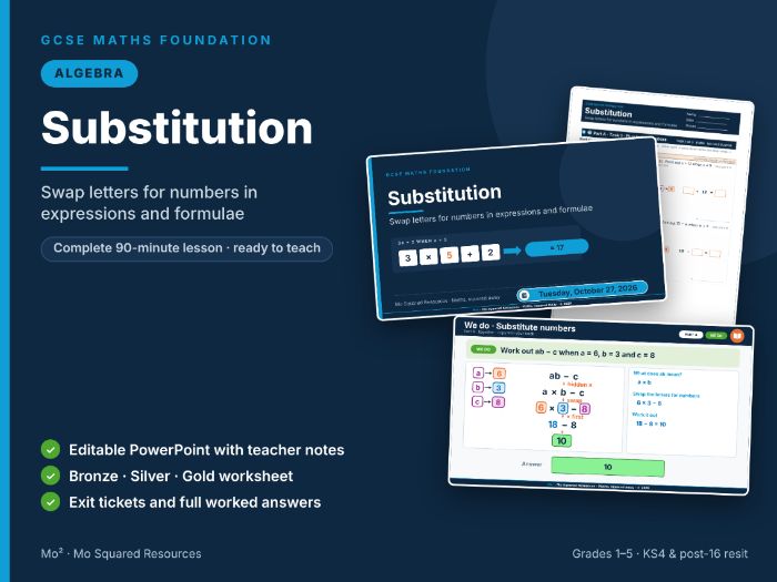 Substitution – GCSE Maths Foundation Lesson