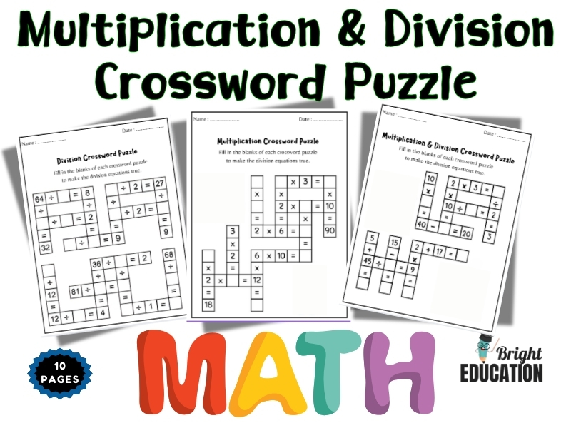 Multiplication & Division Crossword Puzzle Math Worksheets