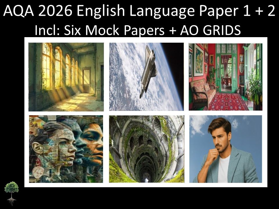 Six AQA 2026 English Language Paper 1 + 2 Mocks | AO Grids