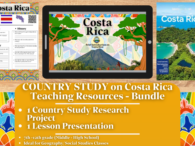 Country Study Teaching Resources - Costa Rica - Social Studies + Geography