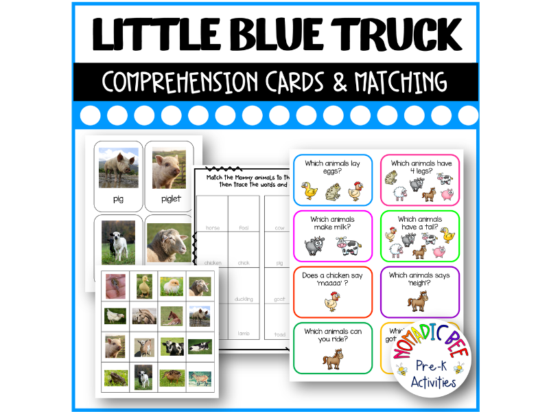 The Little Blue Truck Activities: Mom & Baby Animals Matching and Comprehension