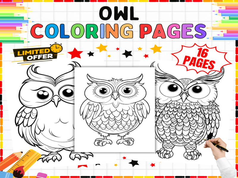 Owl Coloring Pages | Cute Bird Printables for Kids | Woodland Animals Art Worksheets for Classroom