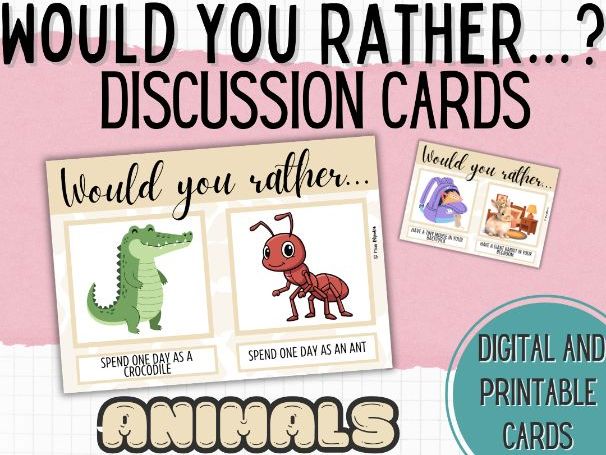 Animals Would You Rather | ESL Speaking Activity | Animal Discussion Cards | Conversation Game | No