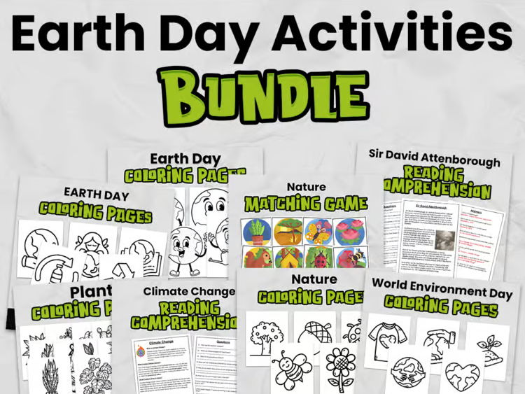 Earth Day Activities Bundle | Reading Comprehension, Colouring Pages, Matching Games & Science Activities KS2