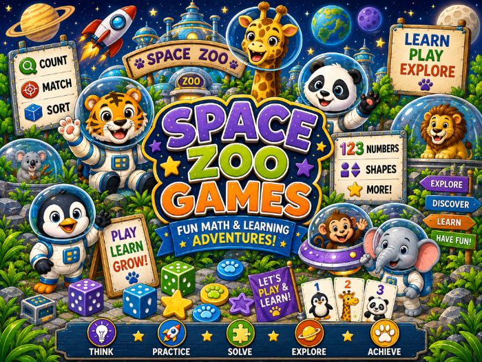 Space Zoo Math Games & Centers | Numbers 1–20, Counting, Shapes & Number Sense | Preschool–1st Grade