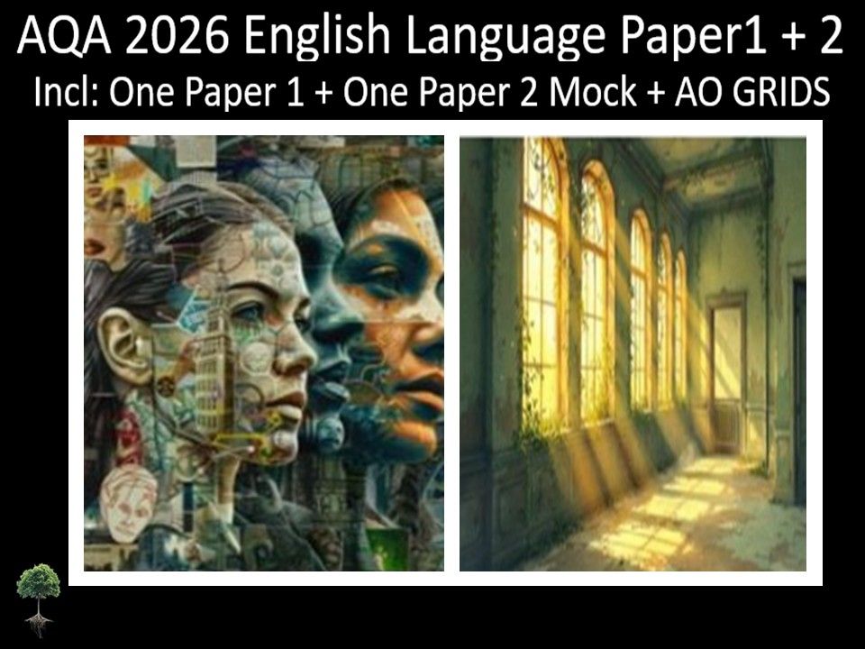 Two AQA 2026 GCSE English Language Paper 1 + 2 Mocks | AO GRIDS