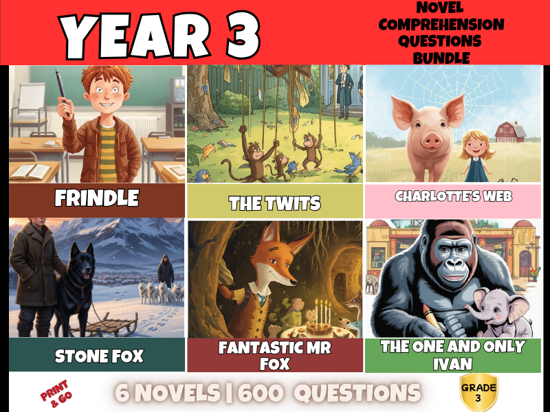 Year 3 Reading Comprehension Bundle | 6 Novels | 600 Questions & Answers | English PDF