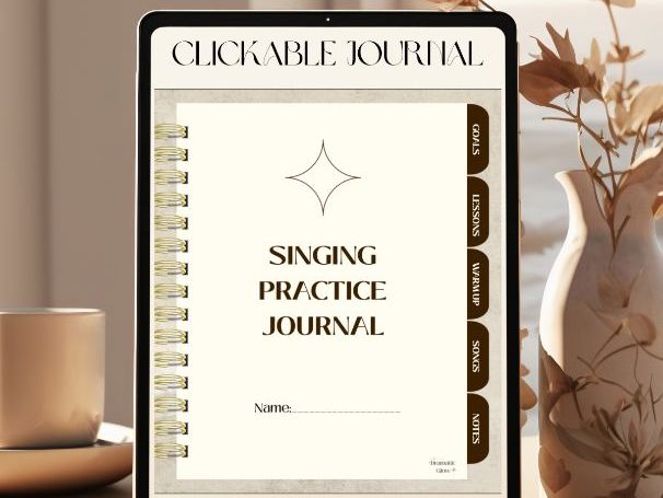 Digital Singing Journal - Vocal Practice Planner for writing on iPad, Computer, or Printable