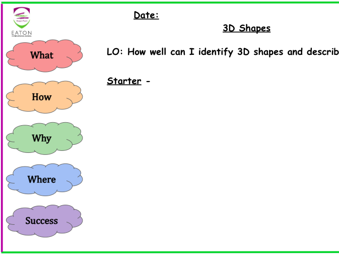 Primary - 3D Shapes (Faces, Edges and Vertices)