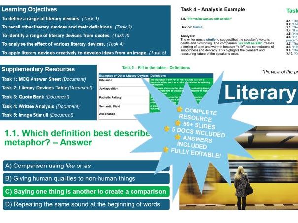 GCSE LITERARY DEVICES Complete Lesson