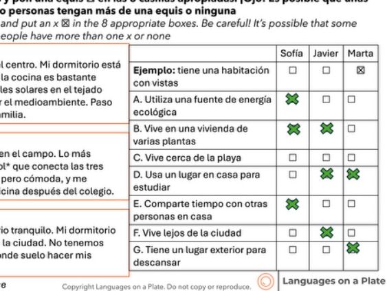 C1.1 Cómo es donde vives - IGCSE style activities