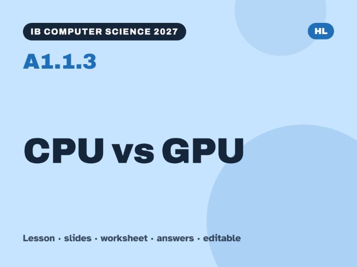 IB Computer Science 2027 – A1.1.3 CPU vs GPU – Lesson & Worksheet