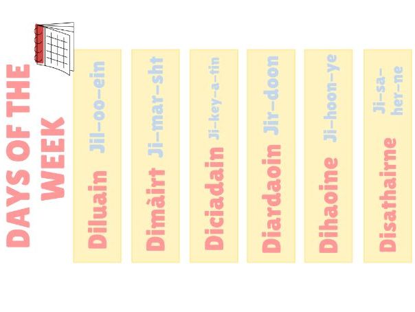 Gaelic Days of the Week Poster