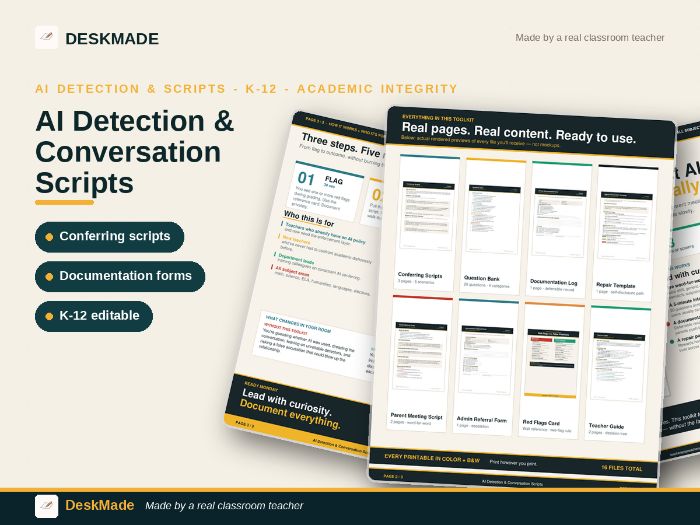 AI Detection & Conversation Scripts | K-12 | Editable Forms + Scripts