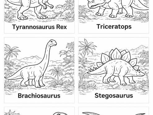 Prehistoric Dinosaurs Colouring Sheet