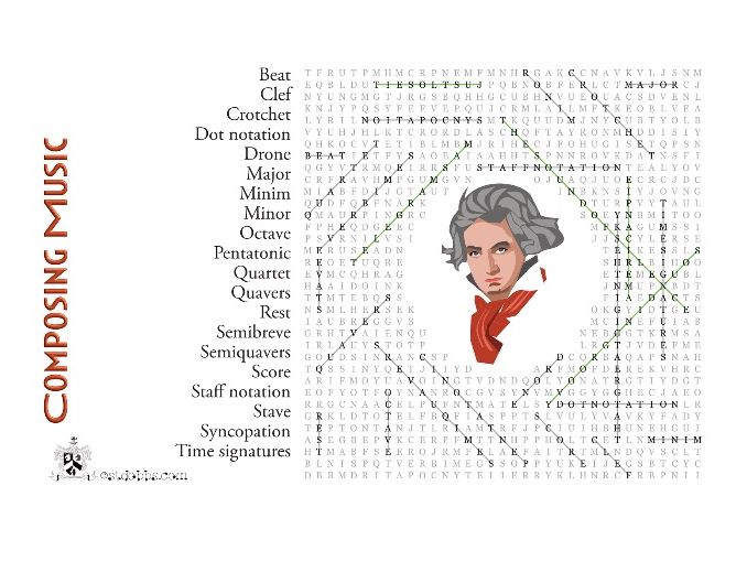 Composing Music wordsearch