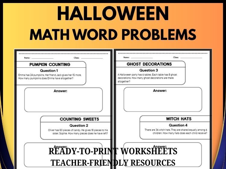 Halloween Math Word Problems | 40 Real-World Math Problems | Grades 2–8