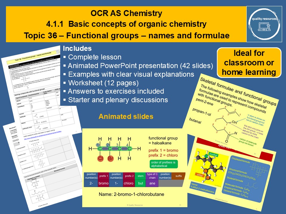 Functional groups - names and formulae OCR AS Chemistry