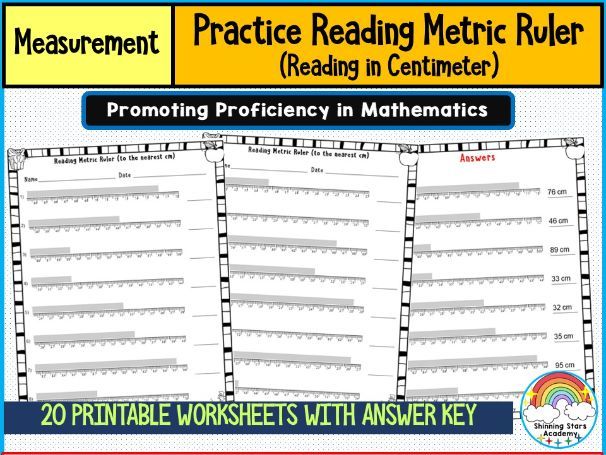 Reading a Metric Ruler (Centimeter) Worksheets | Measurement Practice