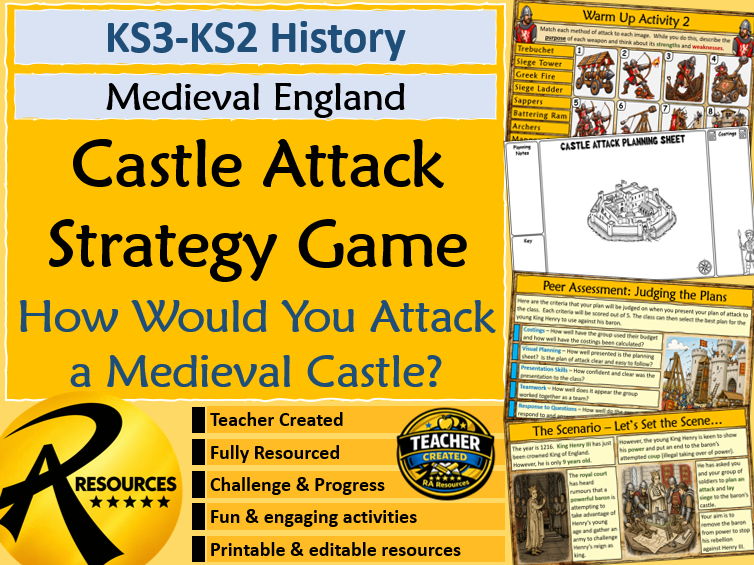 Medieval Castle Attack Strategy Game (Open Day/Night or Transition)