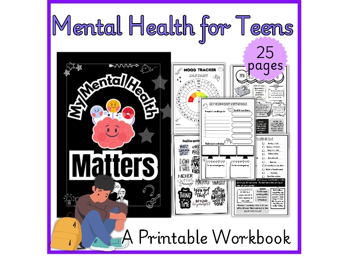 Guided Mental Health Workbook for Teens with Anxiety and Mood Tracking