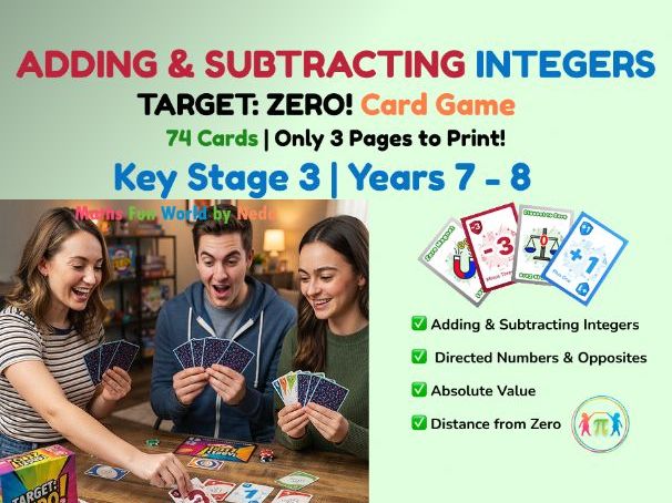 ADDING & SUBTRACTING INTEGERS-Card Game