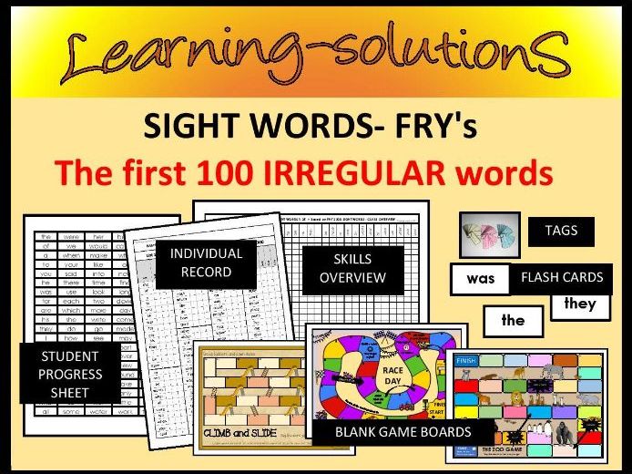 First 100 IRREGULAR SIGHT WORDS from FRY'S Instant Words - Differentiate