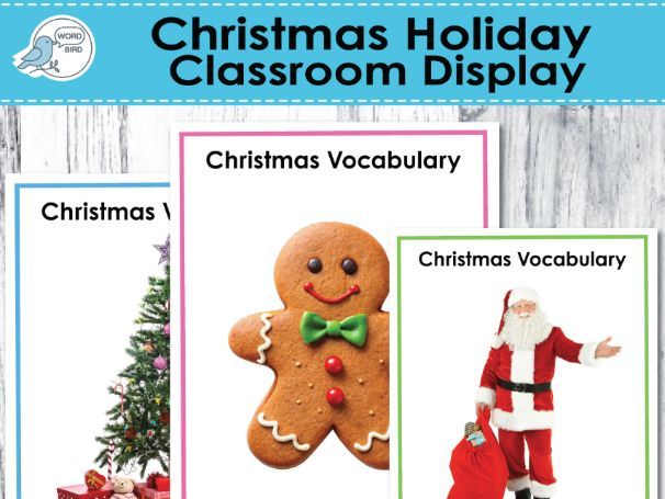 Christmas Vocabulary Classroom Display | Real Photo Posters | 20 Pages | Flash Cards & Wall Decor