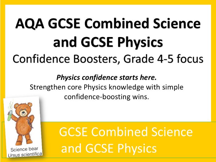 Confidence Boosters, Grade 4-5 Movers - AQA GCSE Combined Science Physics and GCSE Physics x 29