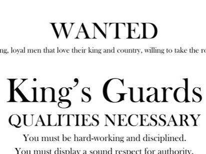 The Highwayman - Advertisement to Apply to Join the King's Guards