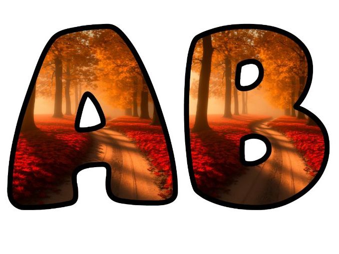 Tree Fall Leaves Red Flowers Themed Lettering Set | Classroom Display | Upper & Lowercase, 0-9