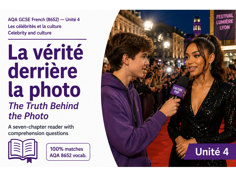 GCSE FRENCH SHORT STORY: AQA 8652 New GCSE - Celebrity and culture - AQA New SPEC