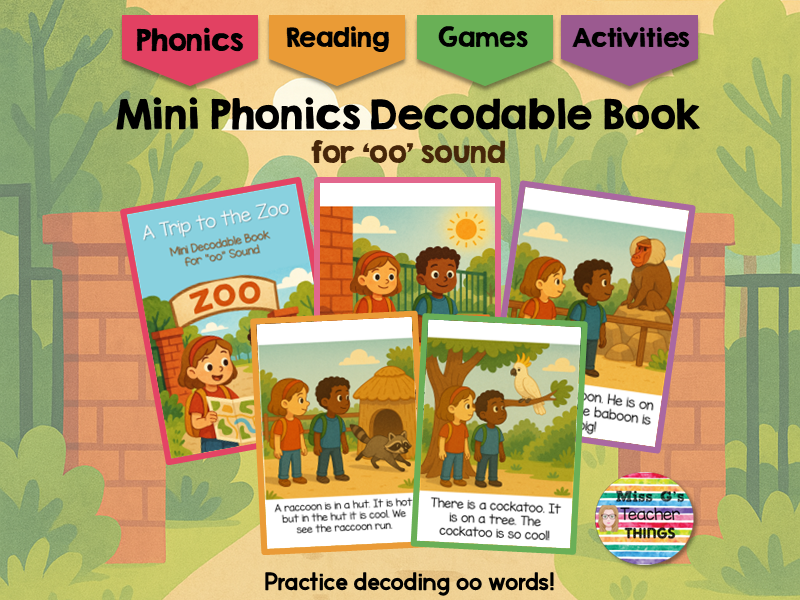 'oo' Phonics Mini Book – Decodable Reading Practice with Activities & Games