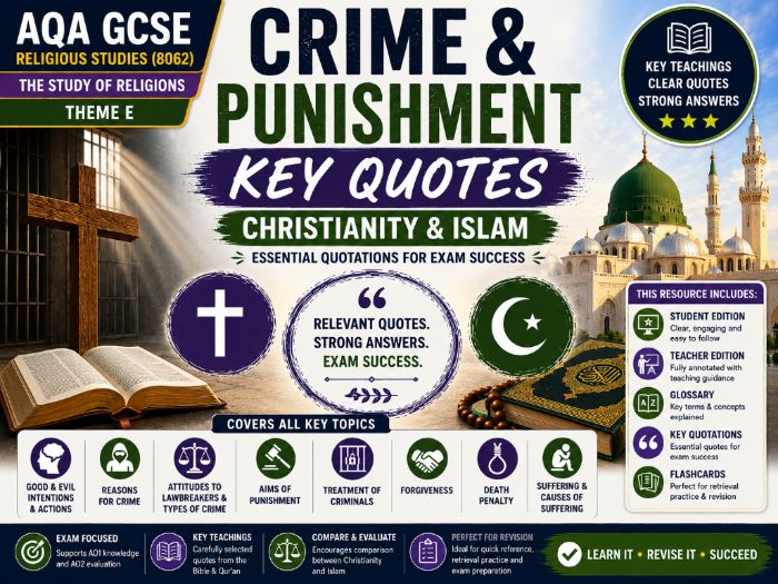 GCSE Religious Studies – Crime & Punishment Key Quotes (Christianity & Islam) | AQA 8062 Theme E